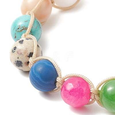 Round Natural & Synthetic Mixed Gemstone Braided Bead Bracelet BJEW-JB09299-1