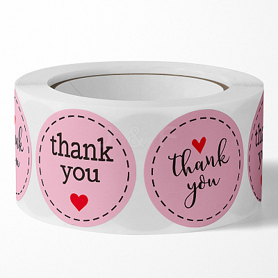 Thank You Flat Round Self Adhesive Paper Stickers Roll PW-WG64771-01-1
