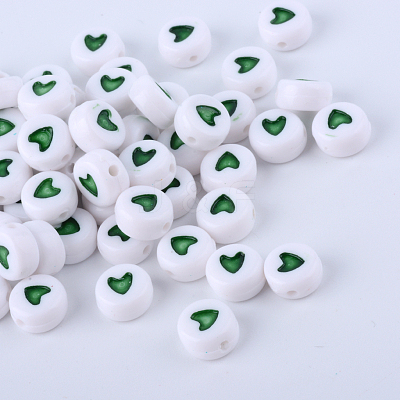 Opaque Acrylic Heart Letter Beads X-SACR-Q126-07-1
