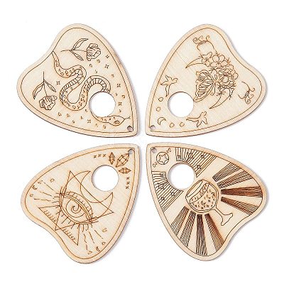 40Pcs 4 Styles Unfinished Wood Planchettes WOOD-CJ0001-76-1