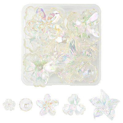 20Pcs 5 Styles UV Plating Acrylic Beads Caps TACR-FS0001-60-1