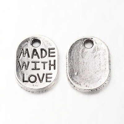 Tibetan Style Alloy Oval Charms TIBEP-Q035-08AS-NR-1
