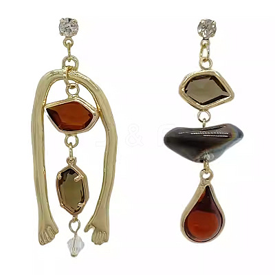 Zinc Alloy Resin Dangle Earrings FS-WG0D0C1-01-1