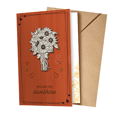 3D Pop Up Wood Greeting Card for Birthday Party Day AJEW-WH0425-004-1