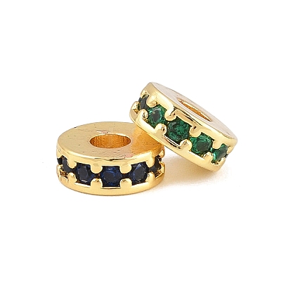 Brass Micro Pave Cubic Zirconia Beads KK-H533-01G-03-1