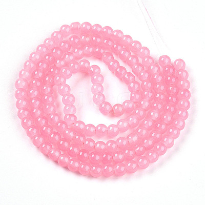 Baking Paint Imitation Jade Glass Round Bead Strands DGLA-Q021-6mm-03-1