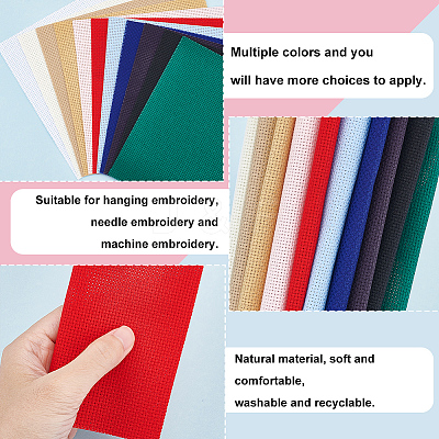 11Pcs 11 Colors 14CT Cross Stitch Fabric Sheets DIY-BC0012-12-1