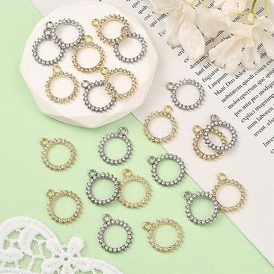 12Pcs Alloy Rhinestone Pendants FIND-YW0007-95G-1