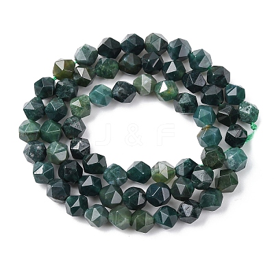 Natural Moss Agate Beads Strands G-F523-37-6mm-1