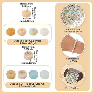 2 Strands 2 Styles Natural Flower Amazonite Beads Strands G-TA0003-07-1
