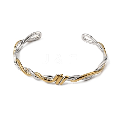 Duo Tone 304 Stainless Steel Twisted Open Cuff Bangles SA-CBA3E4B-03GP-1