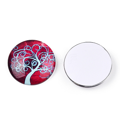Half Round/Dome Tree Pattern Glass Flatback Cabochons for DIY Projects LS-GGLA-Q037-25mm-M28-04-1