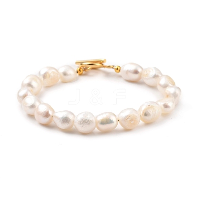 Natural Baroque Pearl Keshi Pearl Beaded Bracelets BJEW-JB05326-02-1