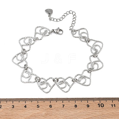 Hollow Hammered 304 Stainless Steel Link Chain Bracelets for Women BJEW-F539-01B-P-1