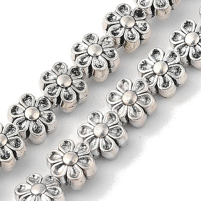 Tibetan Style Flower Alloy Bead Strands X-TIBEB-O007-13-NR-1
