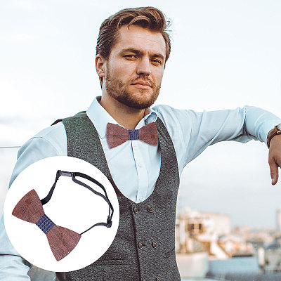 1Pc Wood Bow Ties for Bridegroom AJEW-CA0004-59B-1