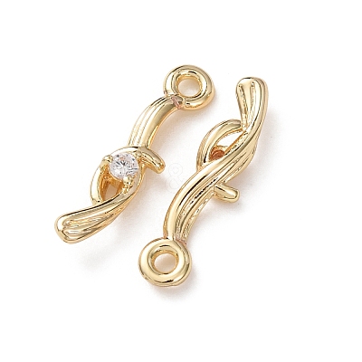 Brass Micro Pave Cubic Zirconia Charms KK-C253-06G-1