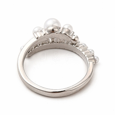 Plastic Imitation Pearl Cuff Ring RJEW-F142-04P-1