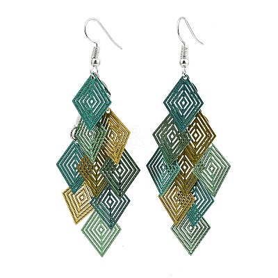 430 Stainless Steel Rhombus Dangle Earrings EJEW-A137-01P-01-1