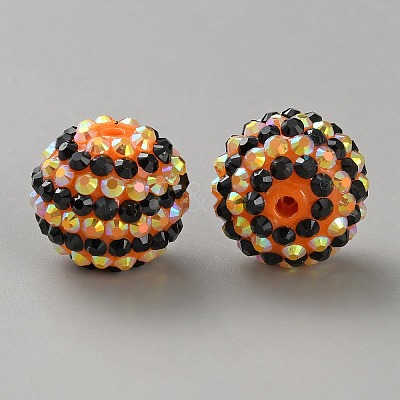 Halloween Theme Resin Rhinestone Beads RB-WH0003-08O-1