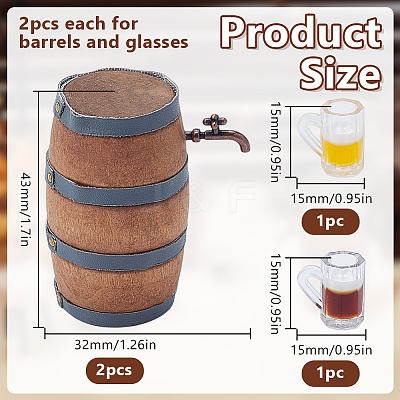 4Pcs 4 Styles Mini Wooden Wine Barrel DJEW-DR0001-17-1