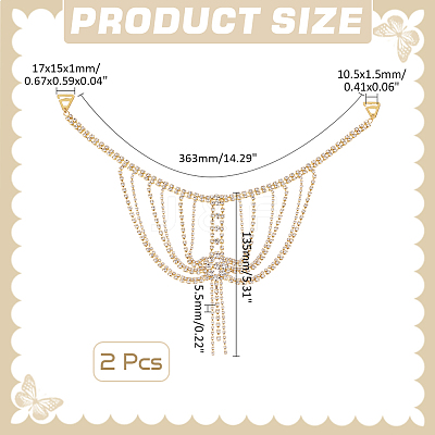 2Pcs Brass Rhinestone Sexy Shoulder Bra Body Chain AJEW-WR0002-64-1