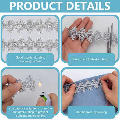 Polyester Wavy Lace Ribbon OCOR-WH0082-365B-1