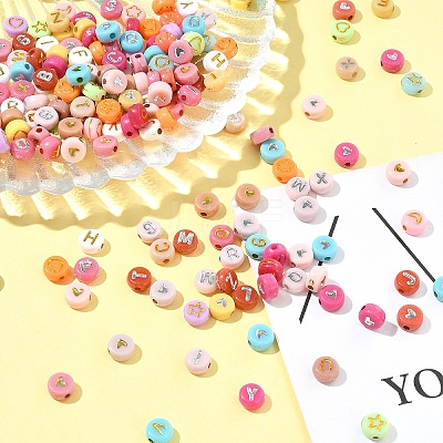 200Pcs Opaque Acrylic Beads PACR-FS0001-03-1