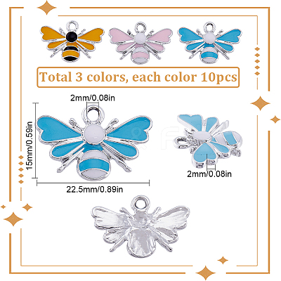30Pcs 3 Colors Alloy Enamel Pendants ENAM-SC0004-26P-1