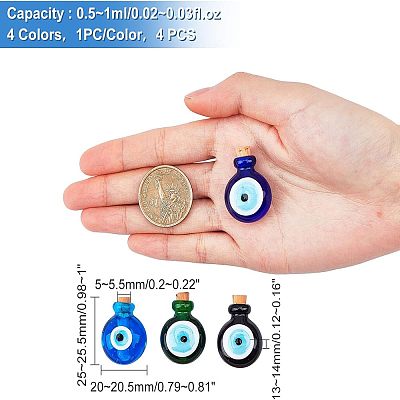 4Pcs 4 Colors Handmade Lampwork Perfume Bottle Pendants LAMP-FH0001-02-1