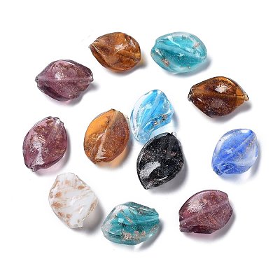 Handmade Gold Sand Lampwork Beads X-LAMP-S029-20x15mm-M-1