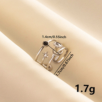 304 Stainless Steel Enamel Cuff Ring HA8093-1-1