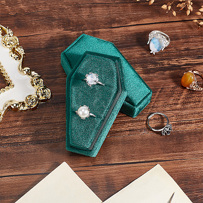 Halloween Theme Coffin Shaped Velvet Finger Ring Boxes VBOX-WH0015-01B-1