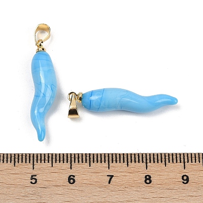 Handmade Lampwork with Brass Pendants KK-Q095-02B-05-1