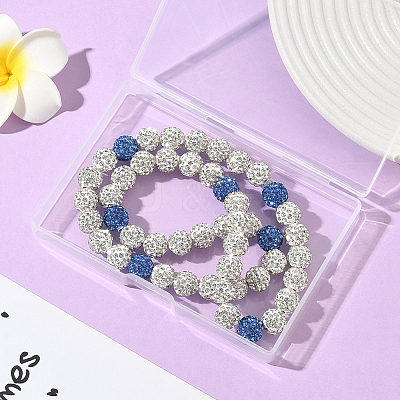 1Pc Polymer Clay Rhinestone Round Beaded Stretch Necklaces NJEW-SP0001-14F-1