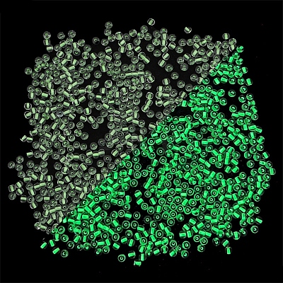 Glow in the Dark Luminous Transparent Glass Round Seed Beads LUMI-PW0004-006A-11-1