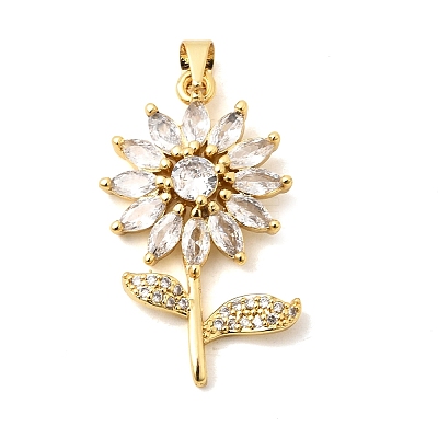 Brass Micro Pave Clear Cubic Zirconia Pendants KK-A296-07D-G-1