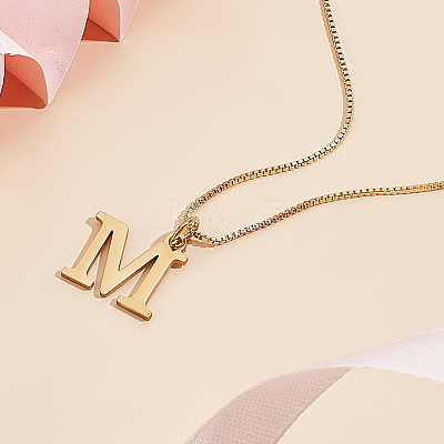 1pc 304 Stainless Steel Letter Pendant Necklaces NJEW-LP0001-38M-G-1