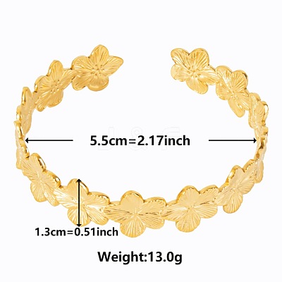 Elegant and Stylish Design Flower 304 Stainless Steel Cuff Bangles for Women PM0855-2-1