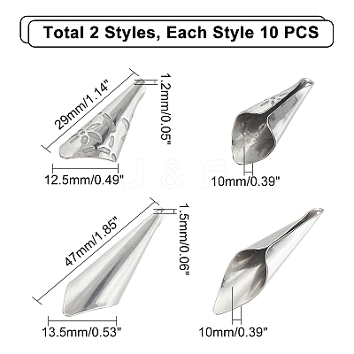 20Pcs 2 Style 304 Stainless Steel Pendants STAS-UN0033-01-1