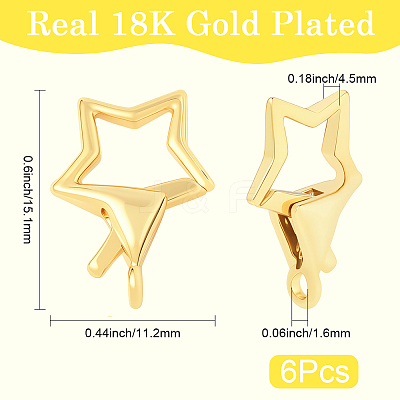 6Pcs Brass Lobster Claw Clasps KK-SC0007-16-1