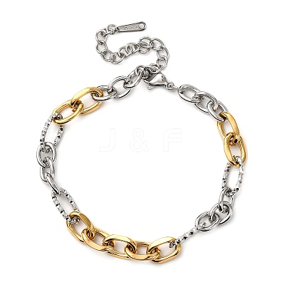 304 Stainless Steel Figaro Chains Bracelets BJEW-K284-03A-GP-1
