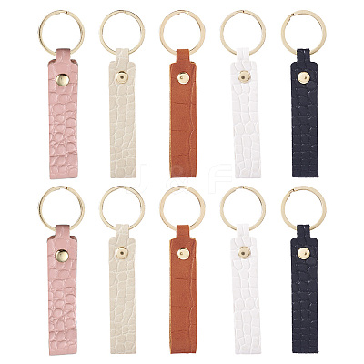 10Pcs 5 Colors PU Leather Keychain KEYC-TA0001-33-1