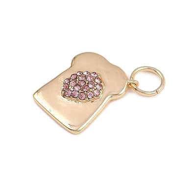 Brass Rhinestone Charms KK-B145-02G-06-1