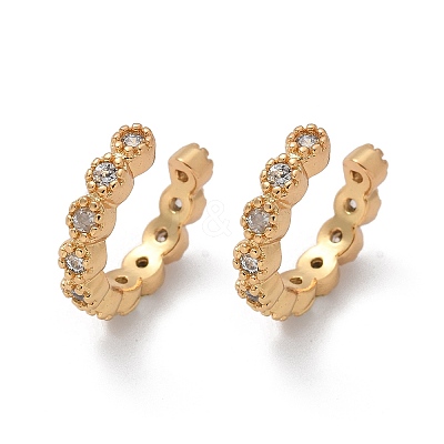 Golden Plated Brass Micro Pave Cubic Zirconia Cuff Earrings EJEW-L244-22B-1