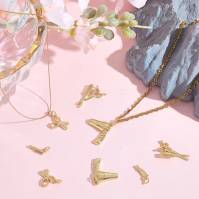 8Pcs 4 Styles Brass Pendants KK-BBC0023-02A-1