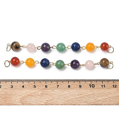 Chakra Natural Mixed Gemstone Connector Charms AJEW-AL0022-1