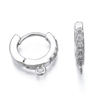Brass Micro Pave Cubic Zirconia Huggie Hoop Earring Findings X-KK-T063-012P-NF-1