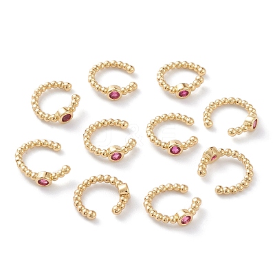 Brass Micro Pave Cubic Zirconia Cuff Earrings LS-EJEW-H109-01D-G-1