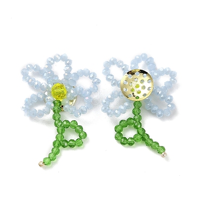Handmade Glass Beaded Woven Cabochons GLAA-C028-01C-1